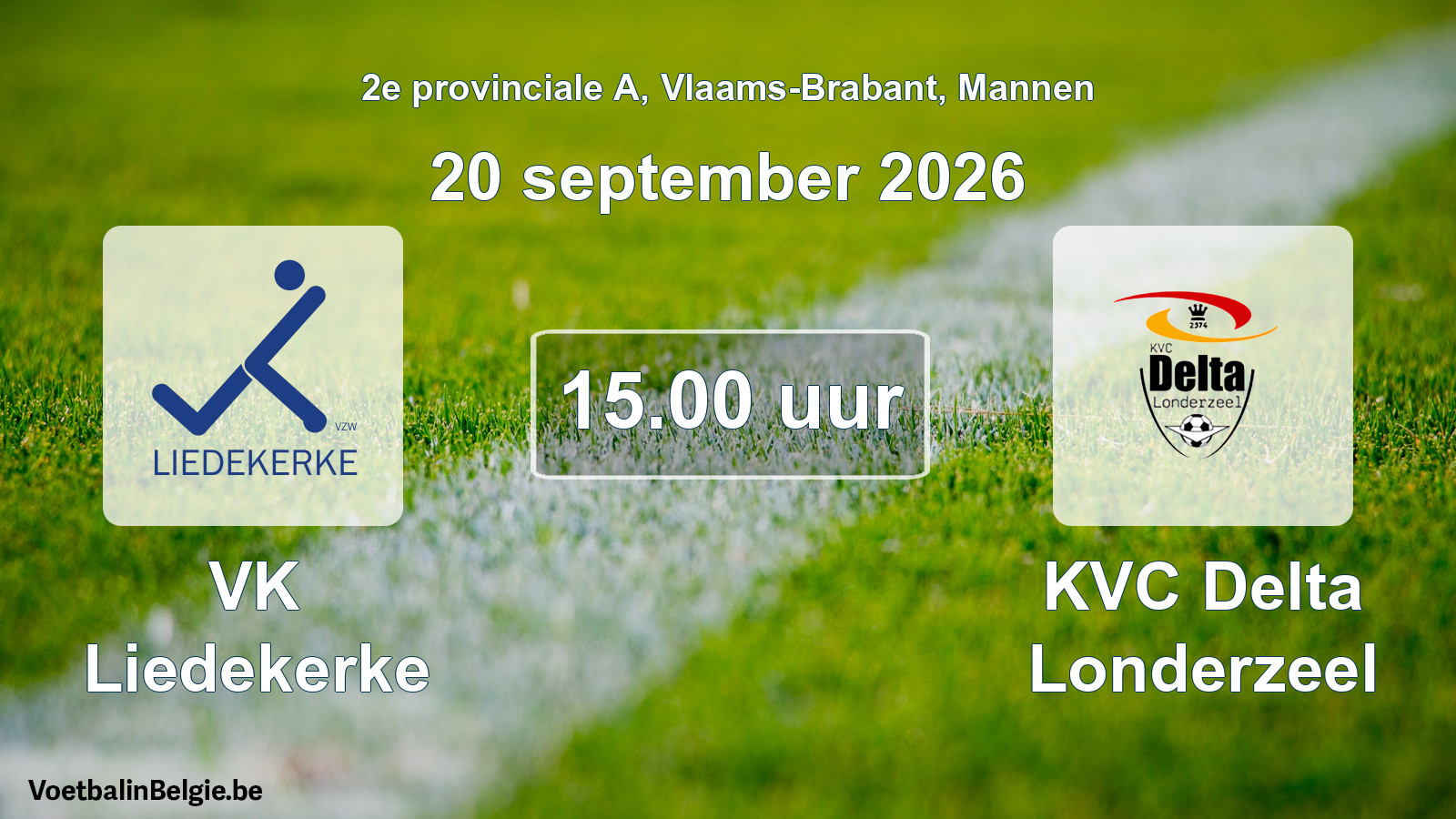 Geplande wedstrijd mannenvoetbal: VK Liedekerke - KVC Delta Londerzeel (20 september 2026)