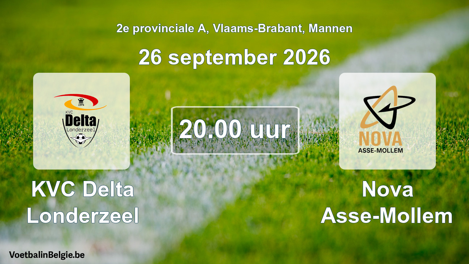 Geplande wedstrijd mannenvoetbal: KVC Delta Londerzeel - Nova Asse-Mollem (26 september 2026)