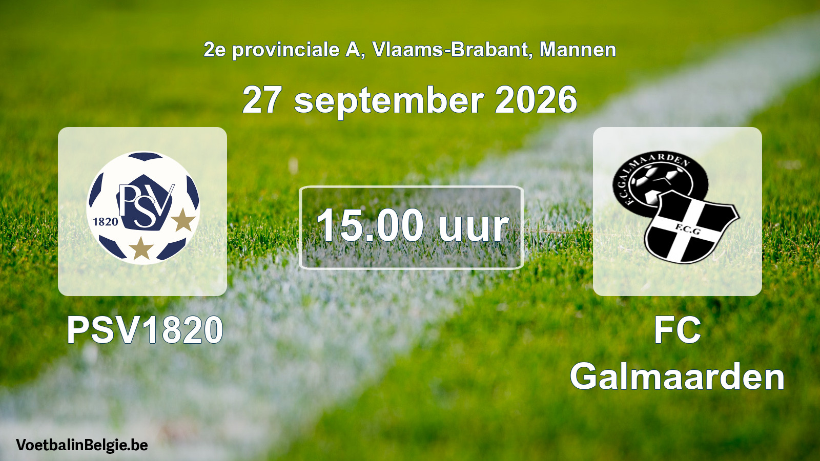 Geplande wedstrijd mannenvoetbal: PSV1820 - FC Galmaarden (27 september 2026)