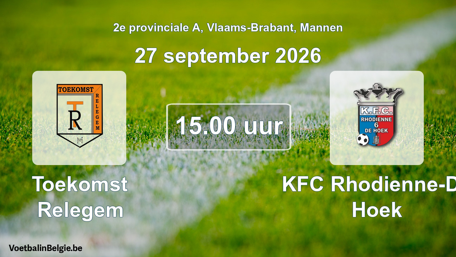 Geplande wedstrijd mannenvoetbal: Toekomst Relegem - KFC Rhodienne-De Hoek (27 september 2026)