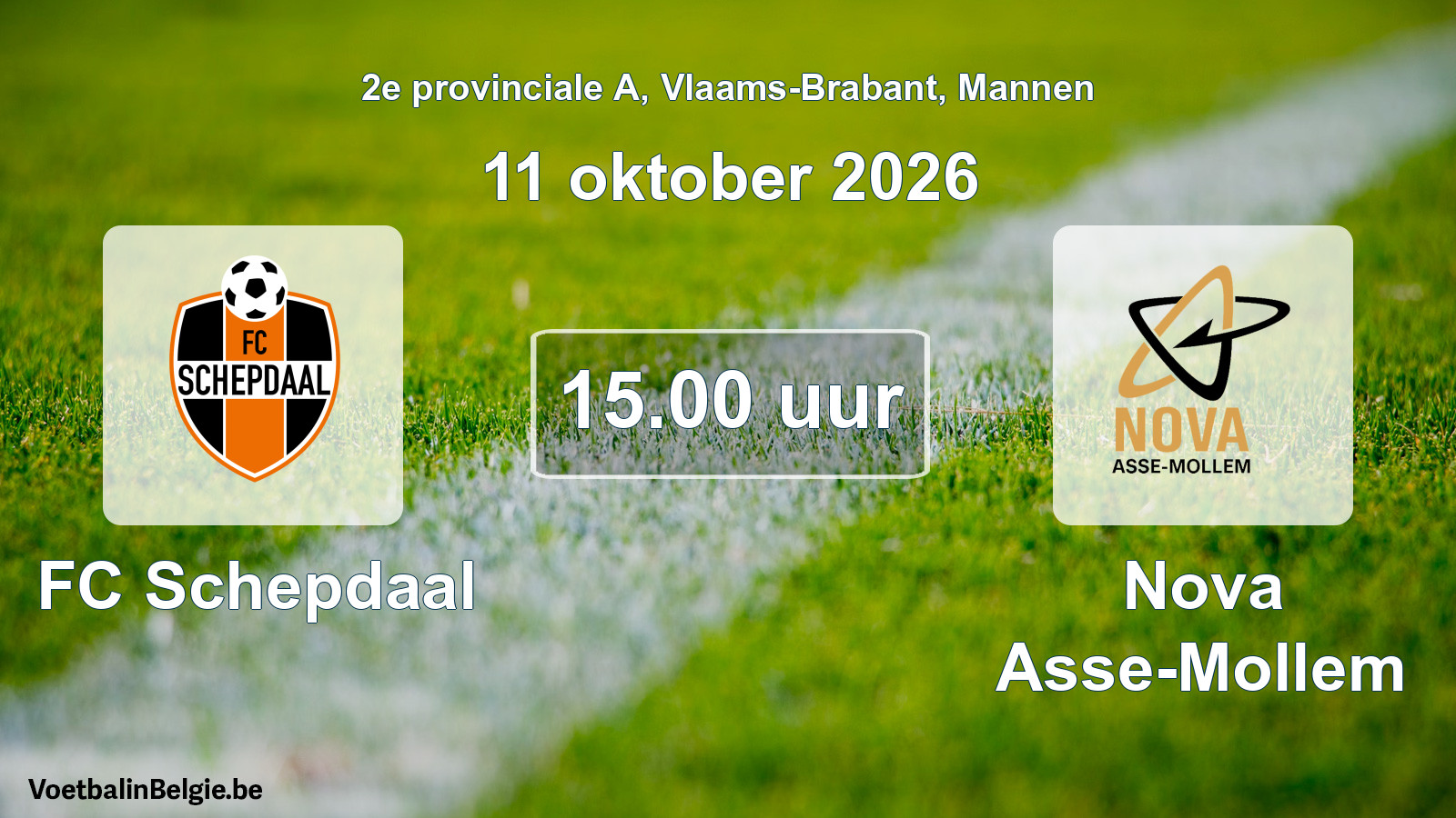 Geplande wedstrijd mannenvoetbal: FC Schepdaal - Nova Asse-Mollem (11 oktober 2026)