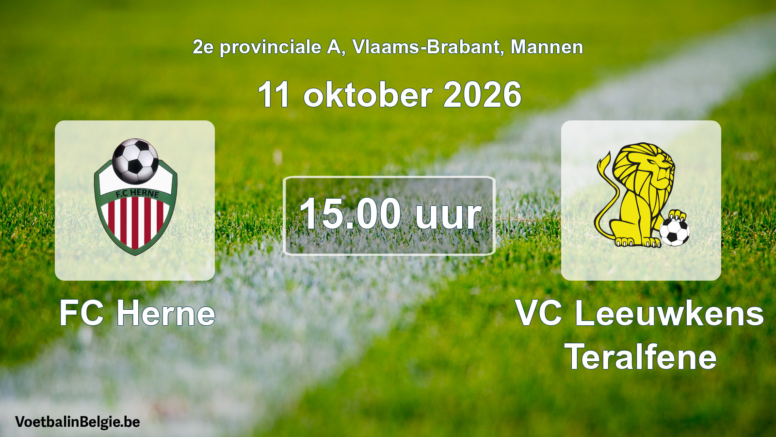 Geplande wedstrijd mannenvoetbal: FC Herne - VC Leeuwkens Teralfene (11 oktober 2026)
