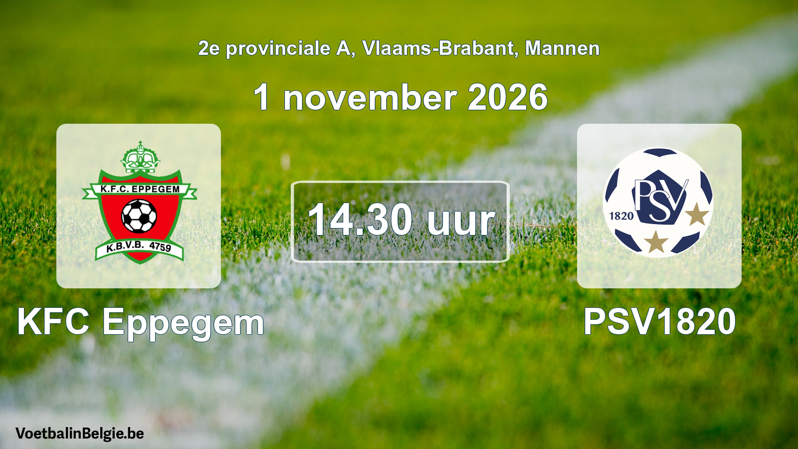Geplande wedstrijd mannenvoetbal: KFC Eppegem - PSV1820 (1 november 2026)