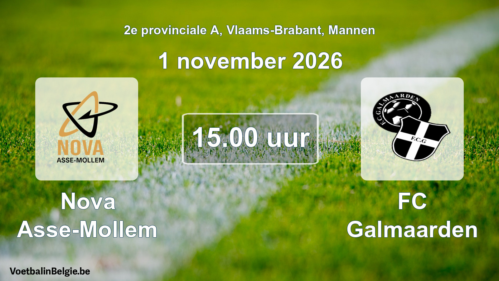 Geplande wedstrijd mannenvoetbal: Nova Asse-Mollem - FC Galmaarden (1 november 2026)