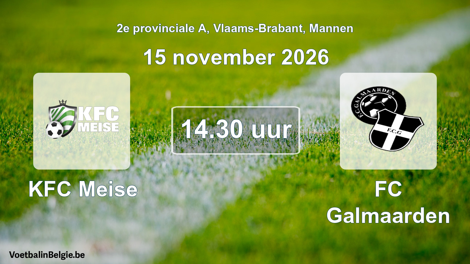 Geplande wedstrijd mannenvoetbal: KFC Meise - FC Galmaarden (15 november 2026)