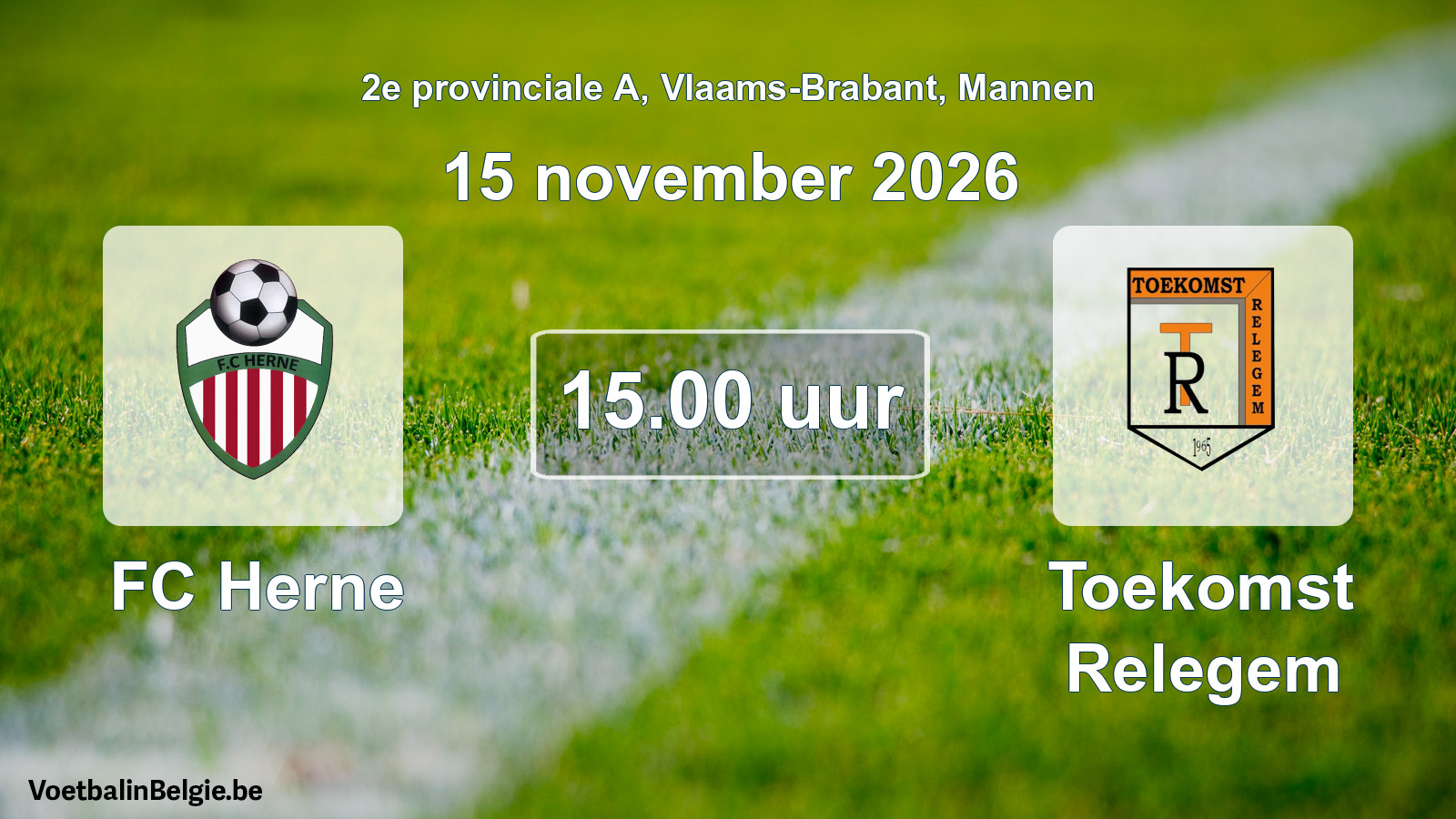Geplande wedstrijd mannenvoetbal: FC Herne - Toekomst Relegem (15 november 2026)