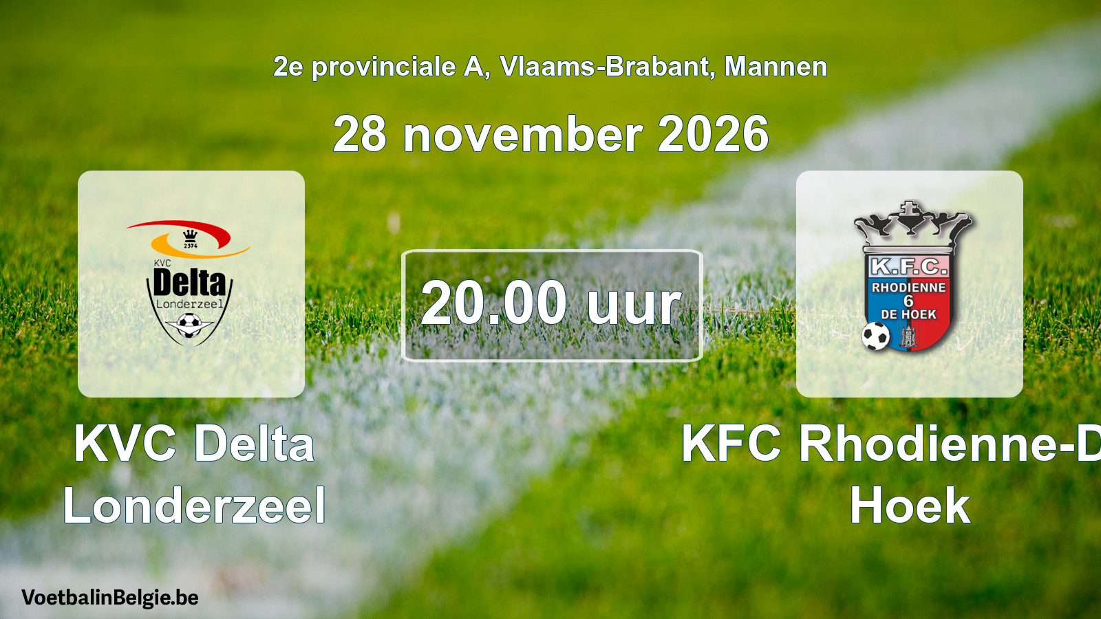 Geplande wedstrijd mannenvoetbal: KVC Delta Londerzeel - KFC Rhodienne-De Hoek (28 november 2026)