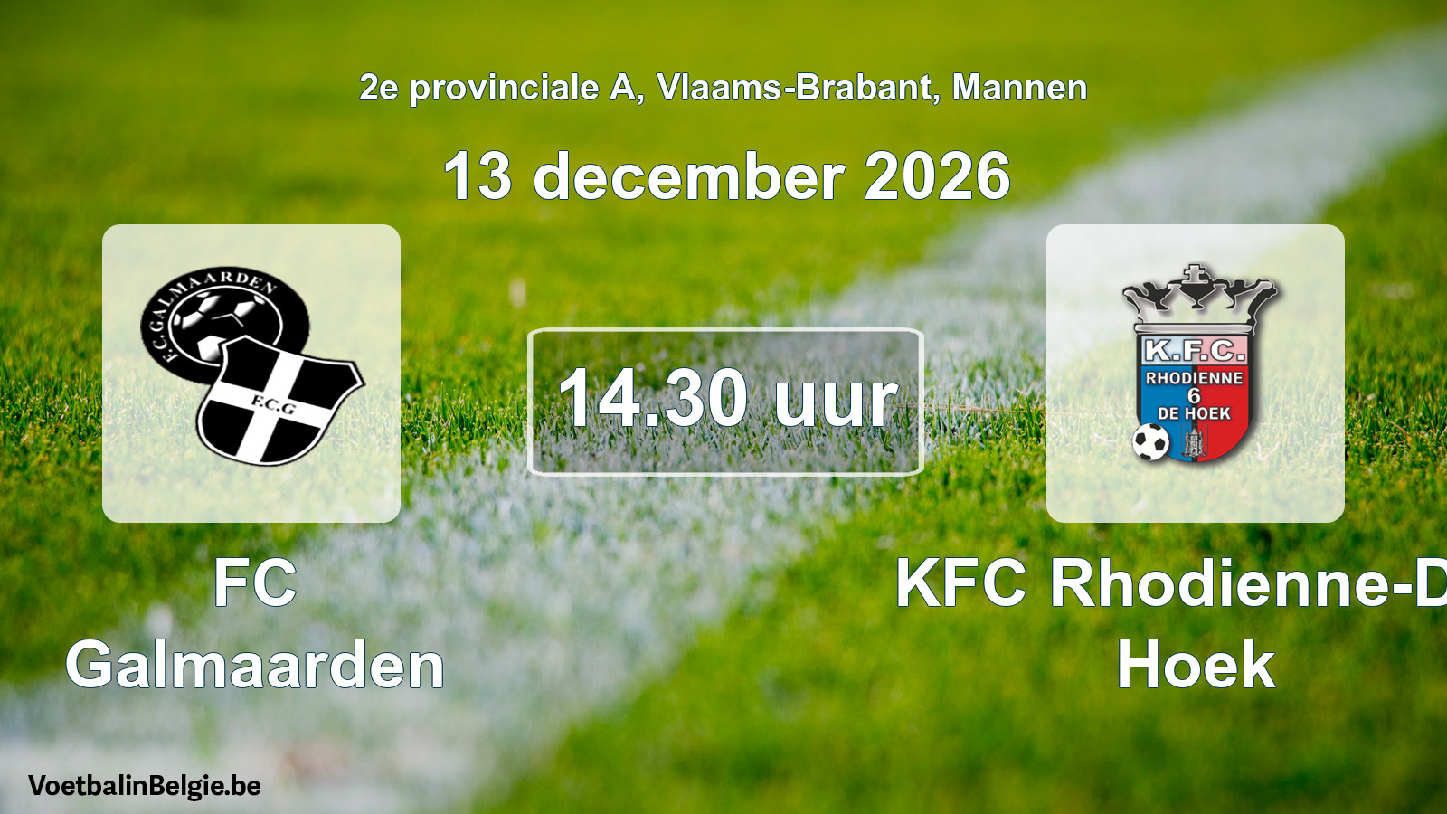 Geplande wedstrijd mannenvoetbal: FC Galmaarden - KFC Rhodienne-De Hoek (13 december 2026)