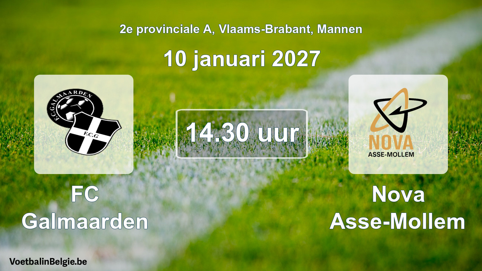 Geplande wedstrijd mannenvoetbal: FC Galmaarden - Nova Asse-Mollem (10 januari 2027)