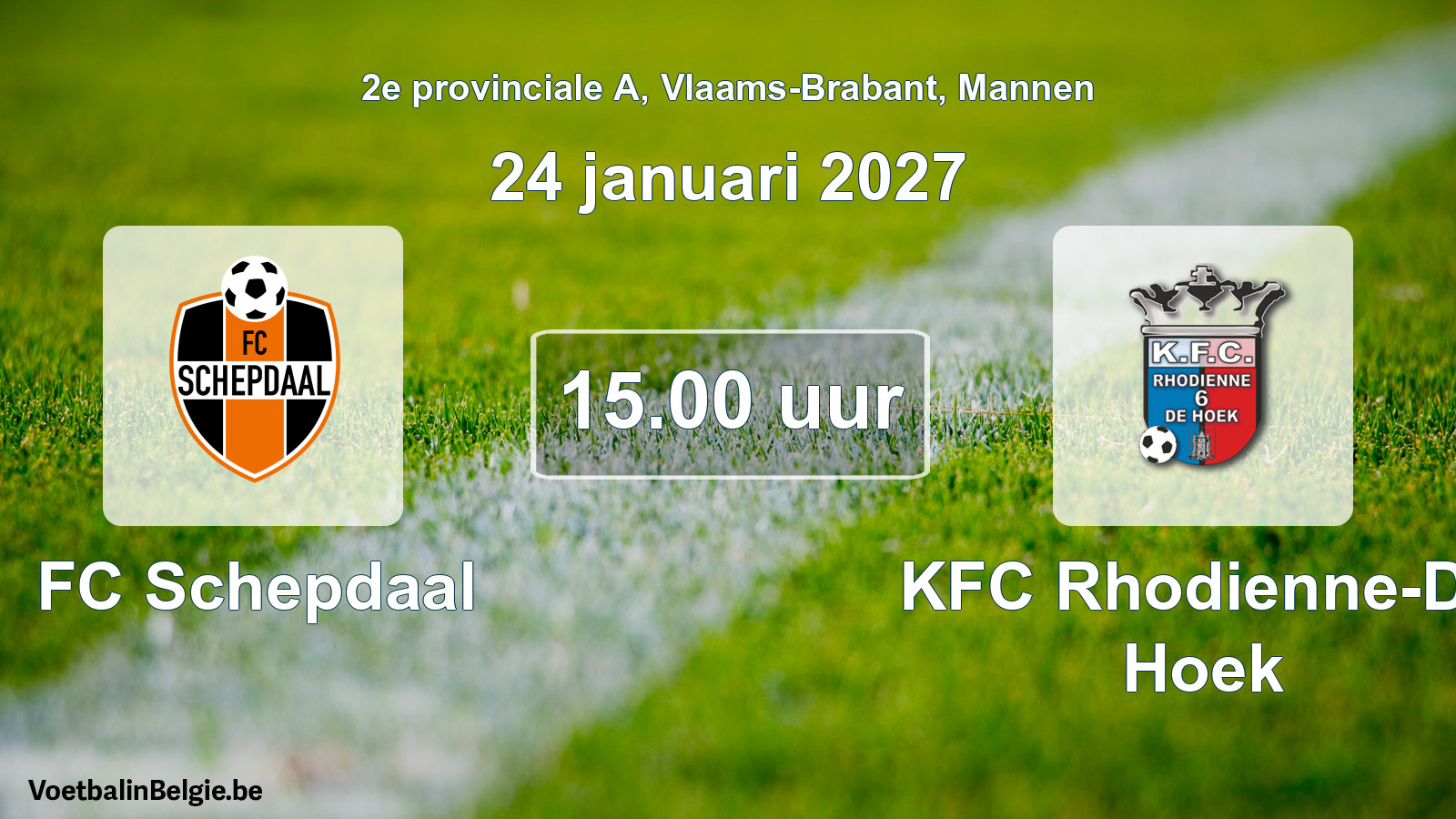 Geplande wedstrijd mannenvoetbal: FC Schepdaal - KFC Rhodienne-De Hoek (24 januari 2027)