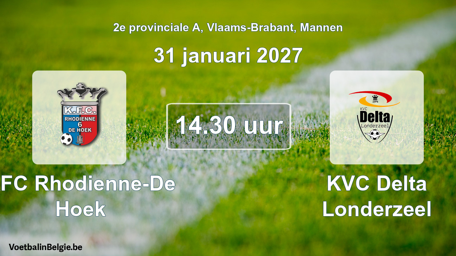 Geplande wedstrijd mannenvoetbal: KFC Rhodienne-De Hoek - KVC Delta Londerzeel (31 januari 2027)