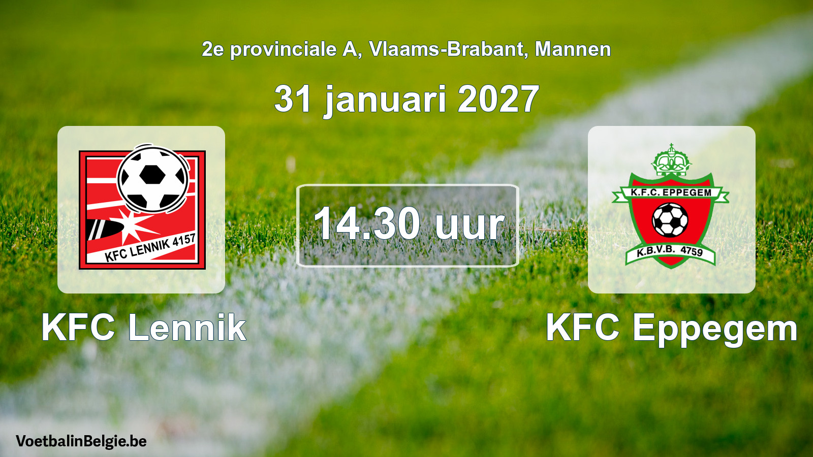 Geplande wedstrijd mannenvoetbal: KFC Lennik - KFC Eppegem (31 januari 2027)