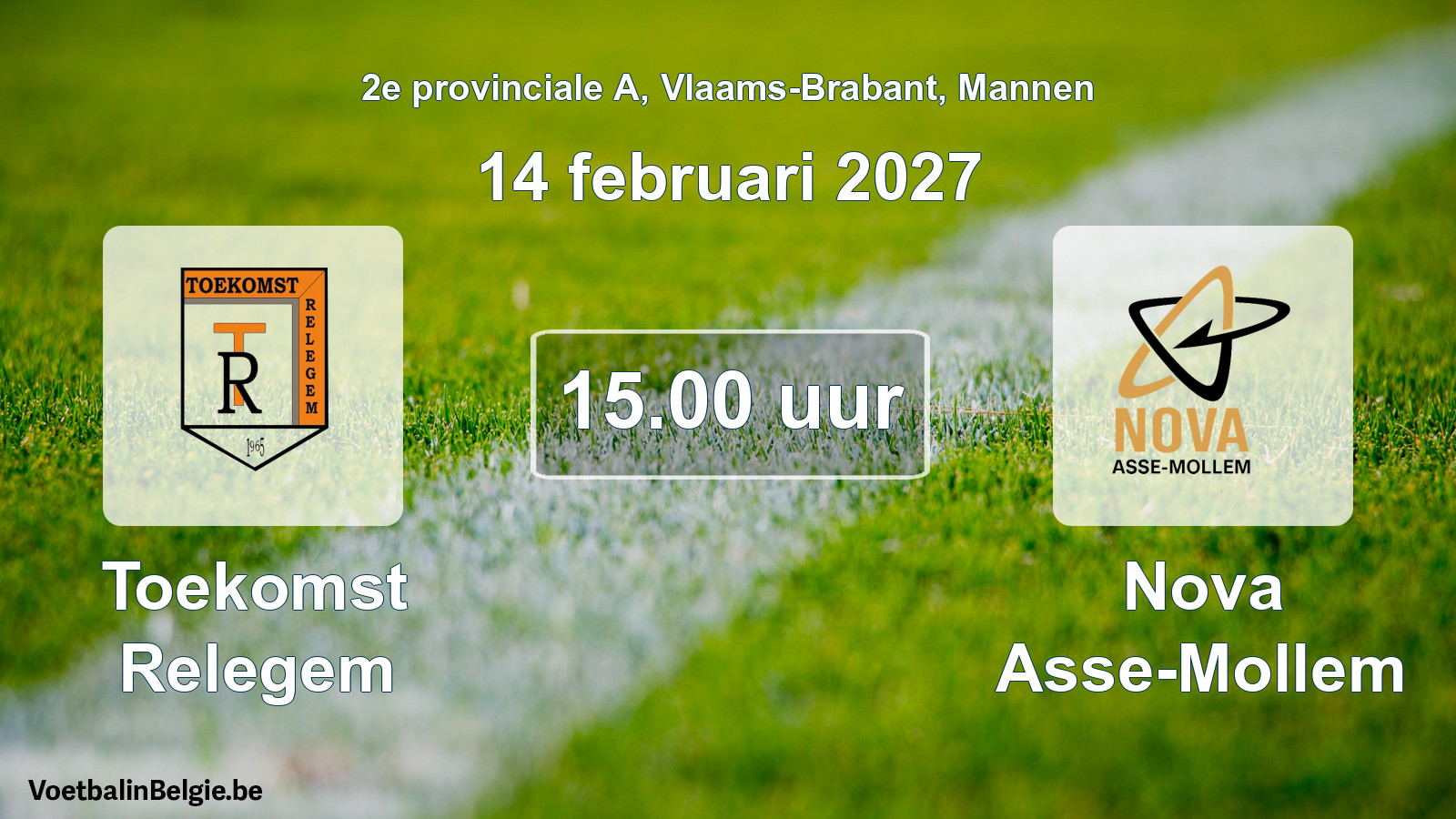Geplande wedstrijd mannenvoetbal: Toekomst Relegem - Nova Asse-Mollem (14 februari 2027)