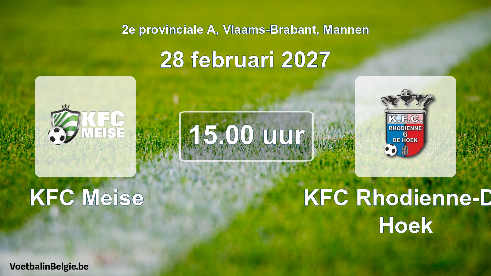 Geplande wedstrijd mannenvoetbal: KFC Meise - KFC Rhodienne-De Hoek (28 februari 2027)