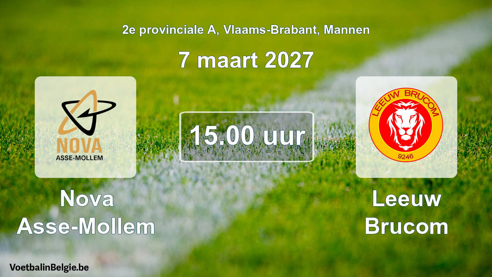 Geplande wedstrijd mannenvoetbal: Nova Asse-Mollem - Leeuw Brucom (7 maart 2027)