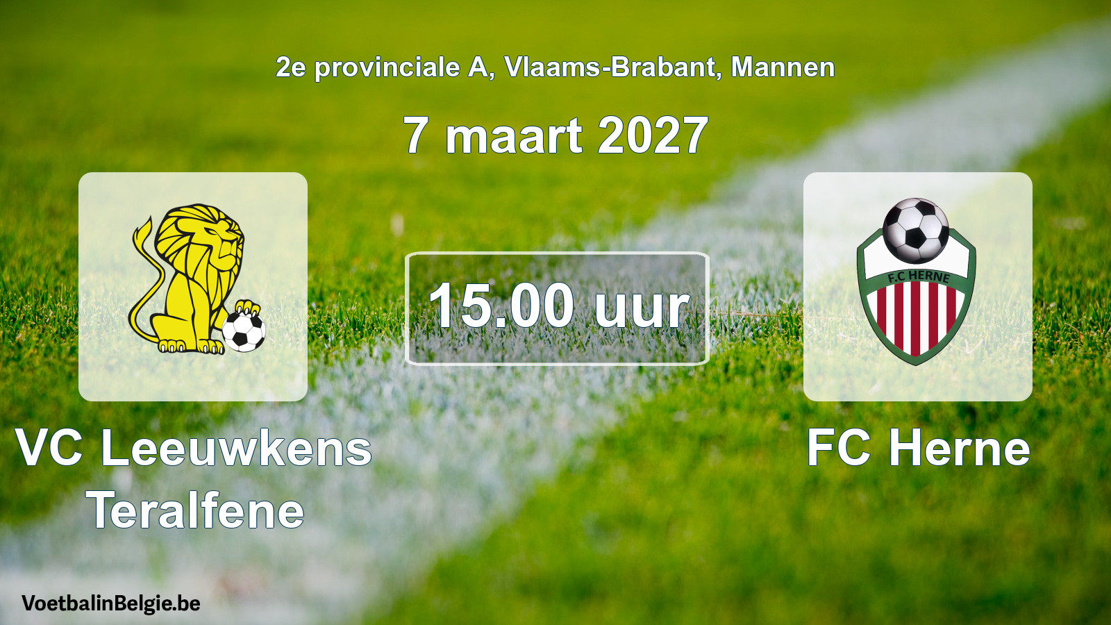 Geplande wedstrijd mannenvoetbal: VC Leeuwkens Teralfene - FC Herne (7 maart 2027)