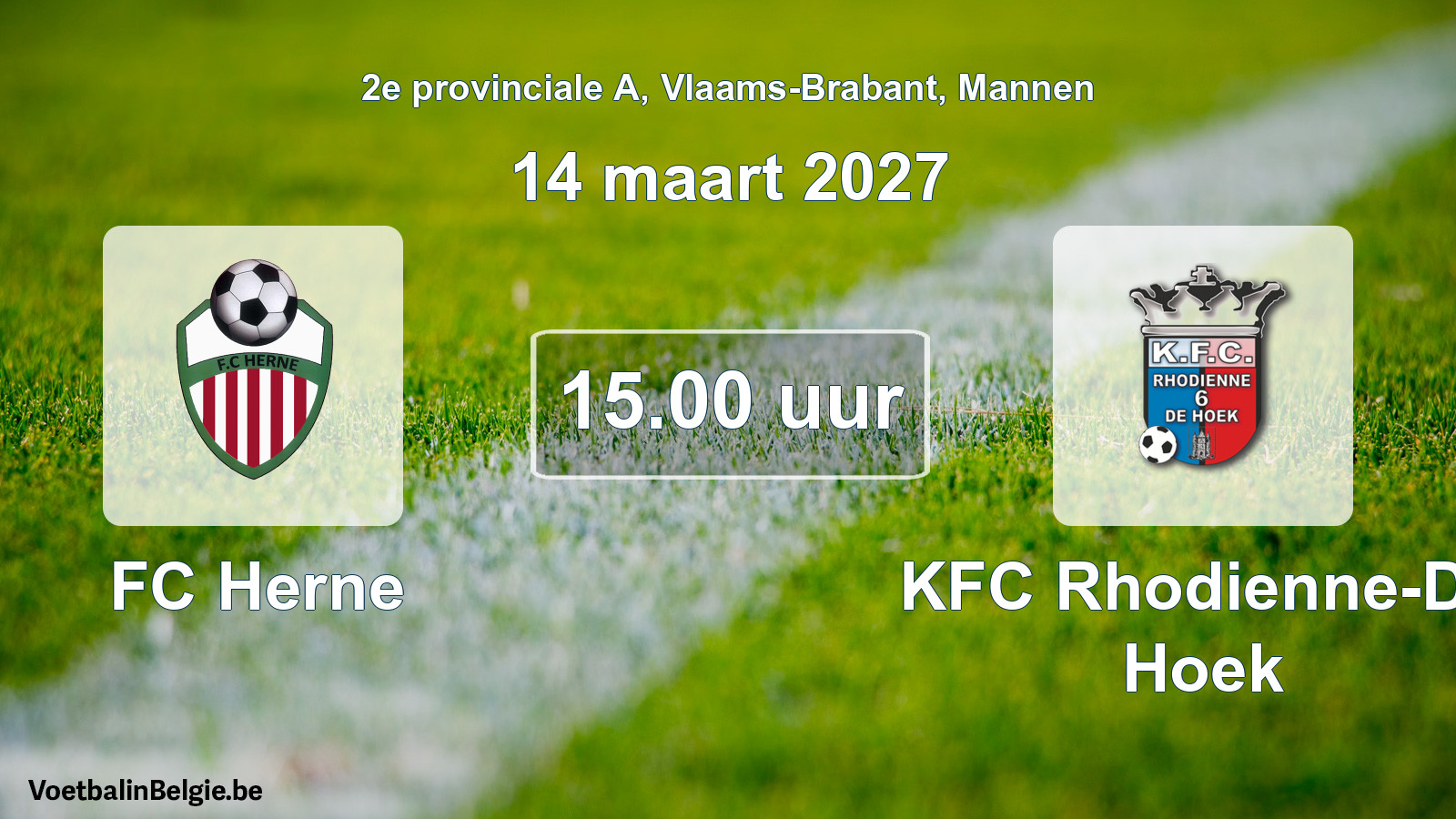 Geplande wedstrijd mannenvoetbal: FC Herne - KFC Rhodienne-De Hoek (14 maart 2027)