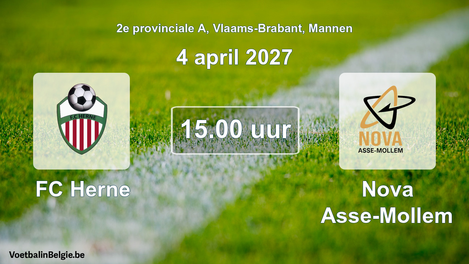 Match prévu football hommes: FC Herne - Nova Asse-Mollem (4 avril 2027)