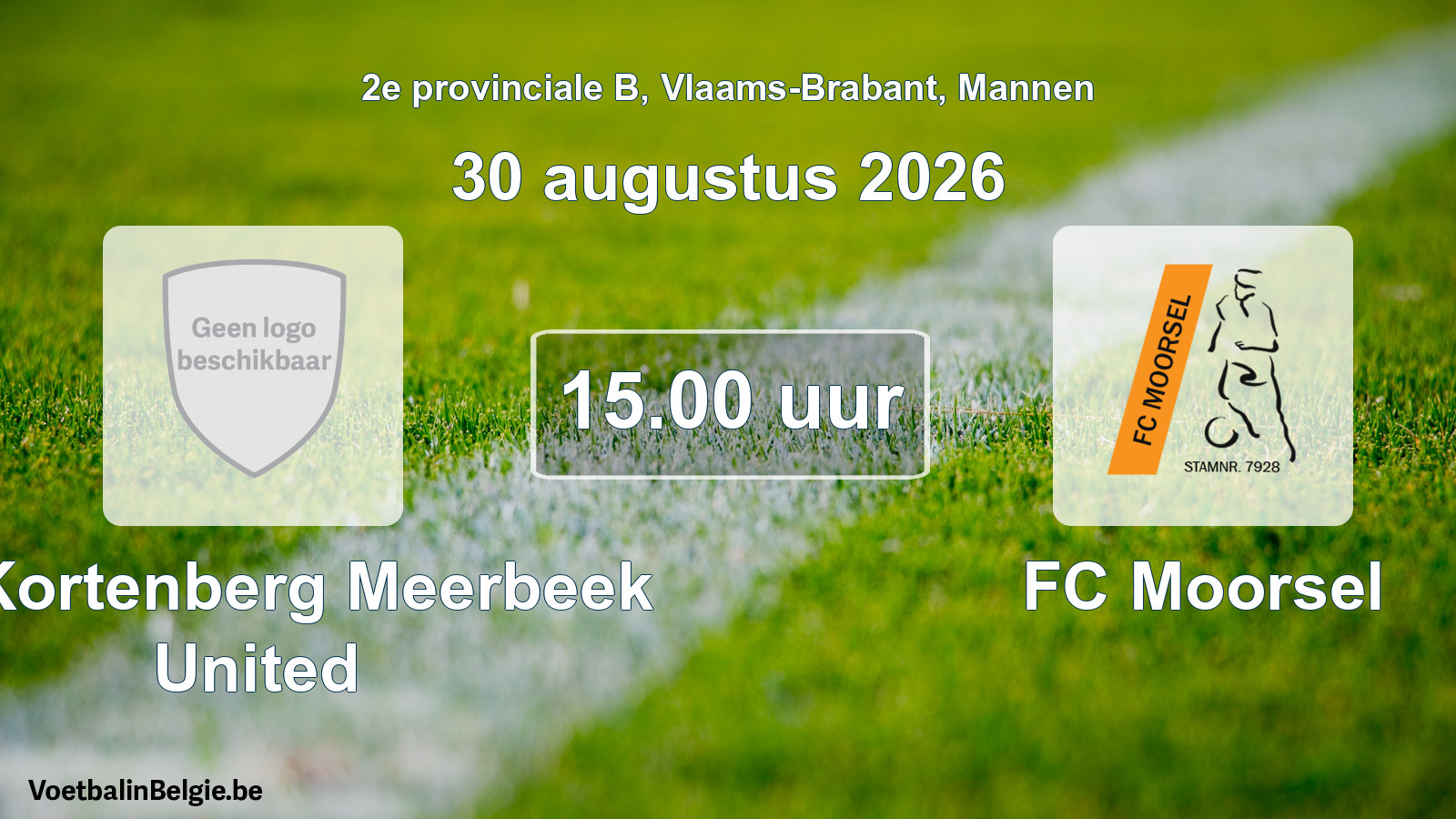 Geplande wedstrijd mannenvoetbal: FC Kortenberg Meerbeek United - FC Moorsel (30 augustus 2026)