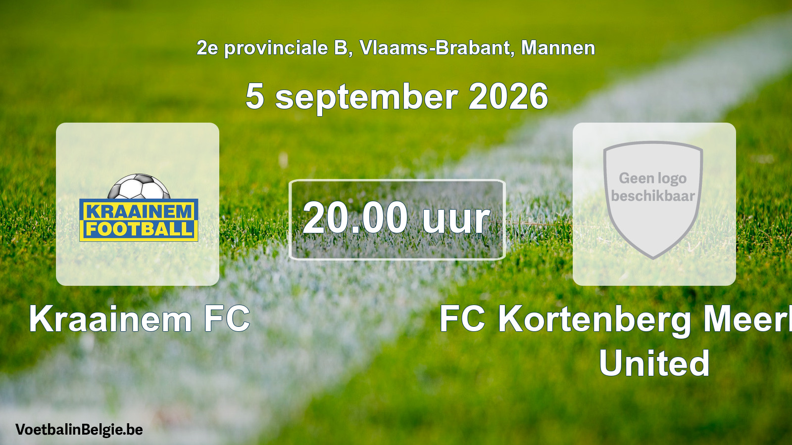 Geplande wedstrijd mannenvoetbal: Kraainem FC - FC Kortenberg Meerbeek United (5 september 2026)
