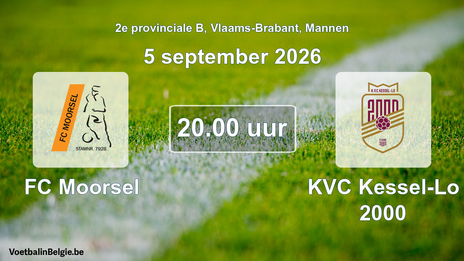 Geplande wedstrijd mannenvoetbal: FC Moorsel - KVC Kessel-Lo 2000 (5 september 2026)
