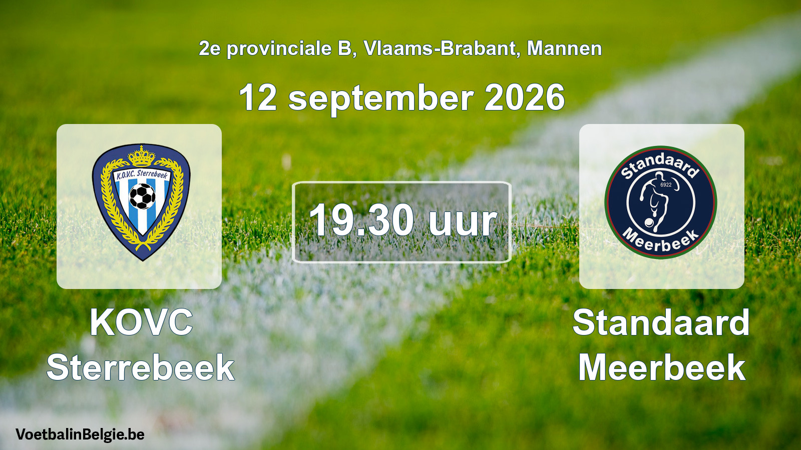 Match prévu football hommes: KOVC Sterrebeek - Standaard Meerbeek (12 septembre 2026)
