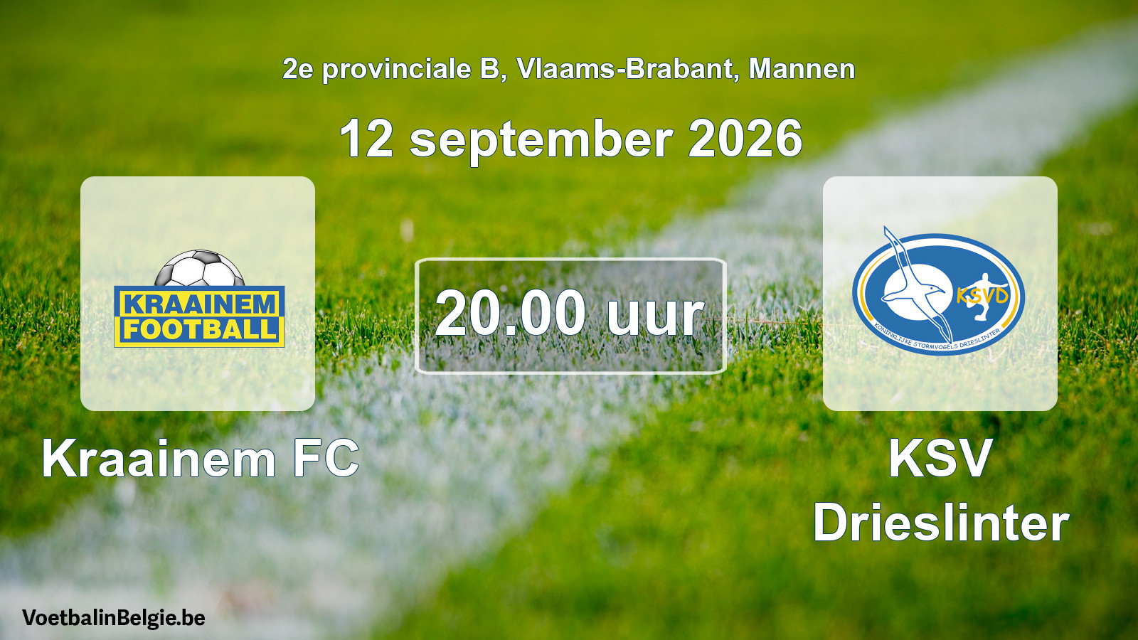 Geplande wedstrijd mannenvoetbal: Kraainem FC - KSV Drieslinter (12 september 2026)