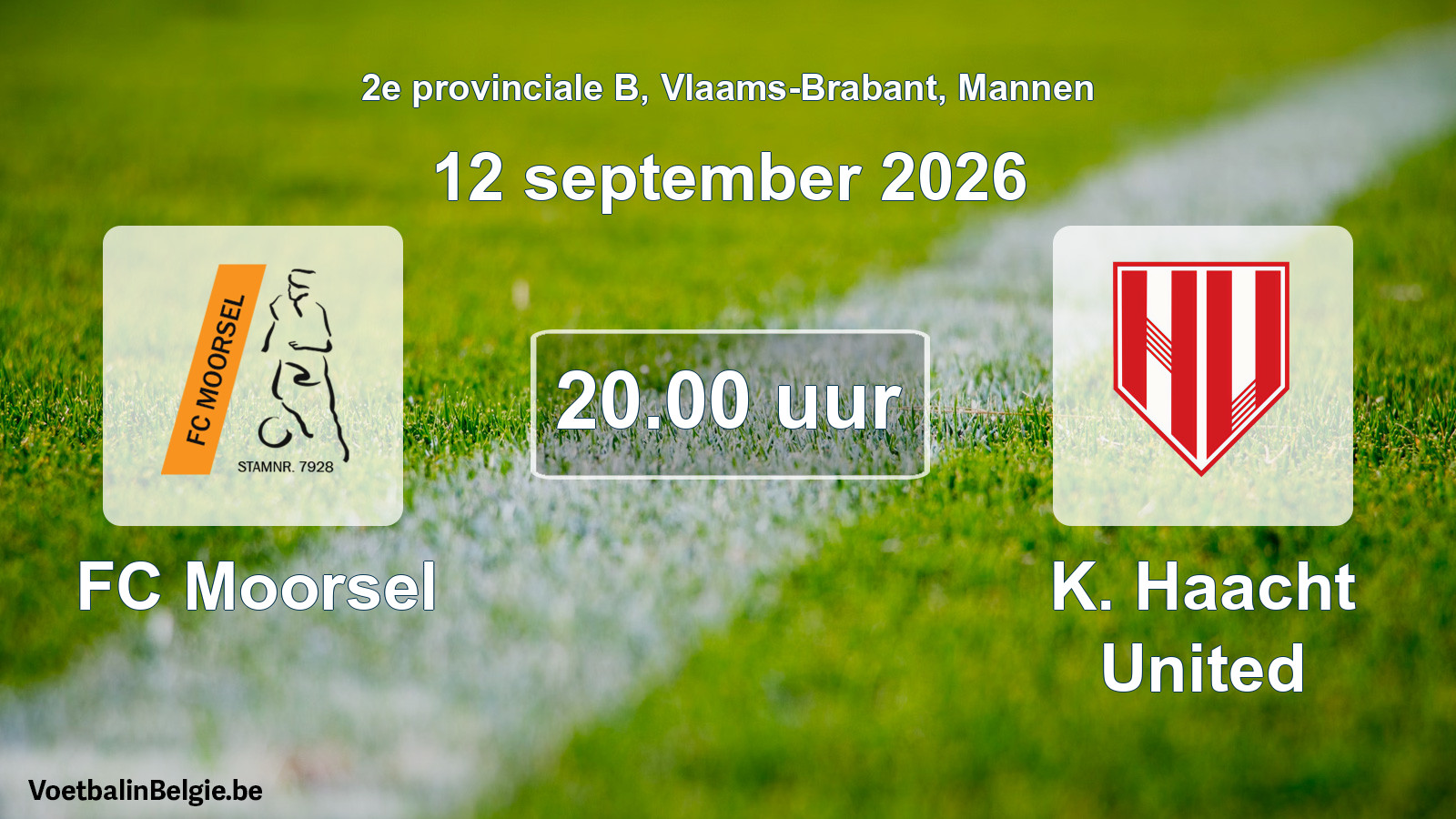 Match prévu football hommes: FC Moorsel - K. Haacht United (12 septembre 2026)