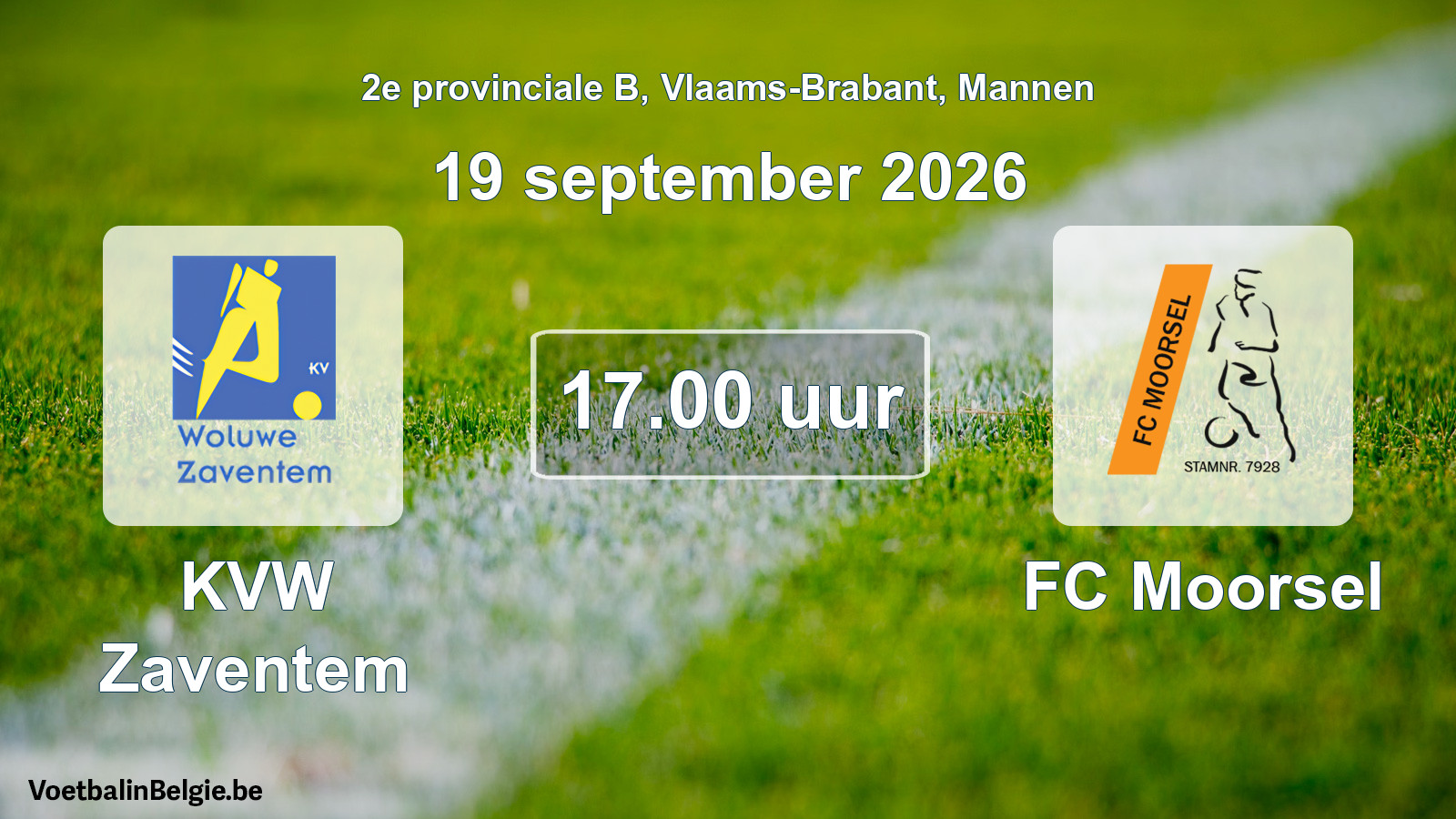 Geplantes Spiel männer-Fußball: KVW Zaventem - FC Moorsel (19 September 2026)