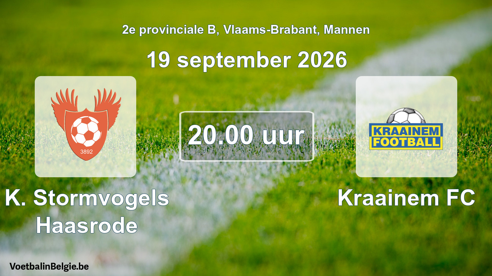 Geplande wedstrijd mannenvoetbal: K. Stormvogels Haasrode - Kraainem FC (19 september 2026)