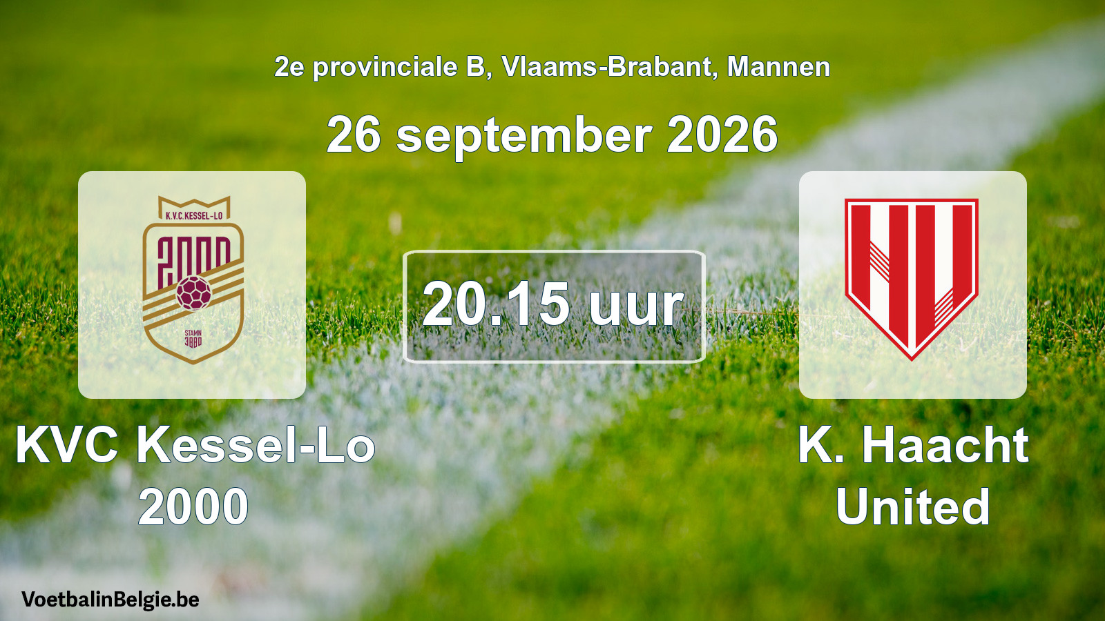 Geplande wedstrijd mannenvoetbal: KVC Kessel-Lo 2000 - K. Haacht United (26 september 2026)