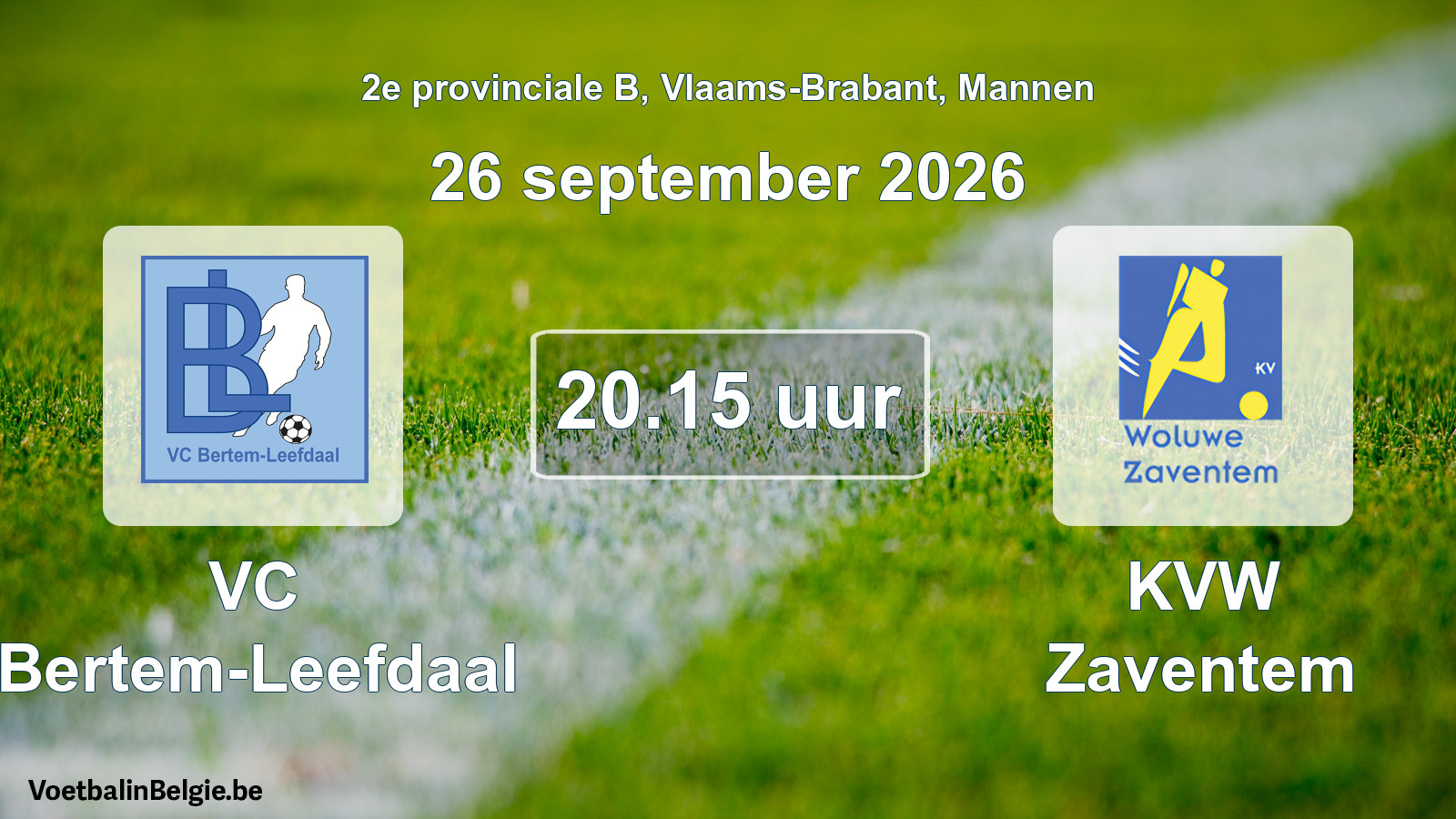 Geplande wedstrijd mannenvoetbal: VC Bertem-Leefdaal - KVW Zaventem (26 september 2026)