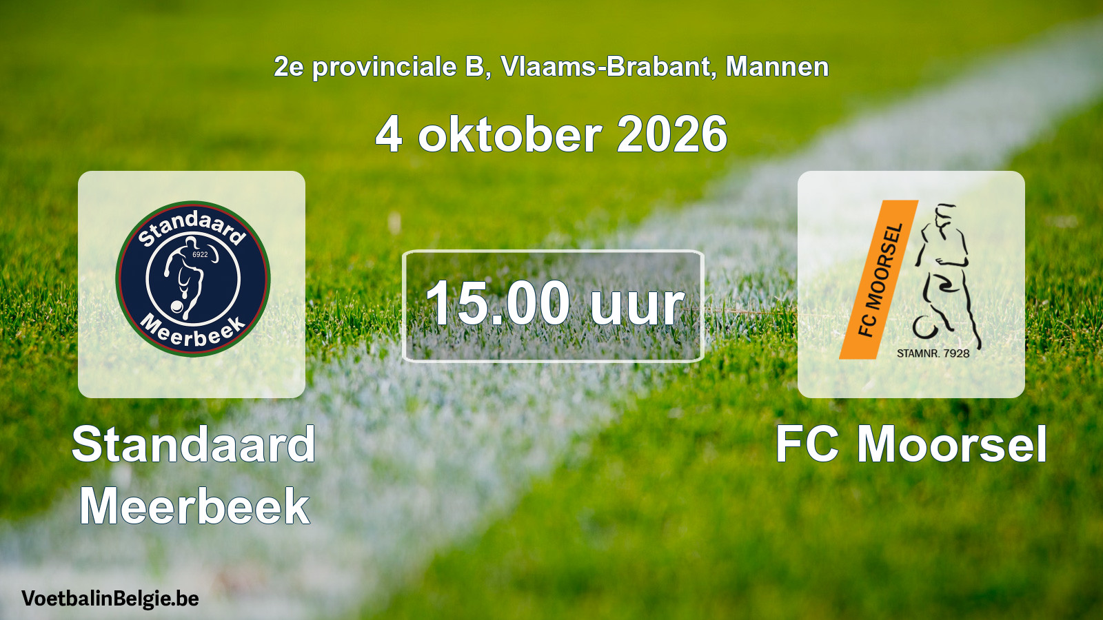Geplande wedstrijd mannenvoetbal: Standaard Meerbeek - FC Moorsel (4 oktober 2026)