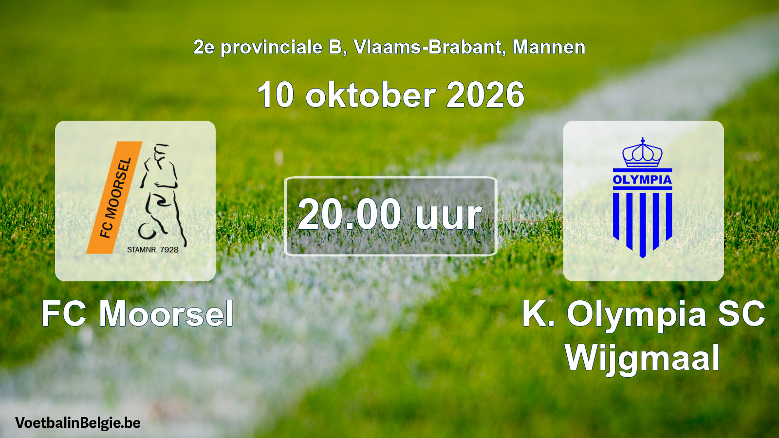 Match prévu football hommes: FC Moorsel - K. Olympia SC Wijgmaal (10 octobre 2026)
