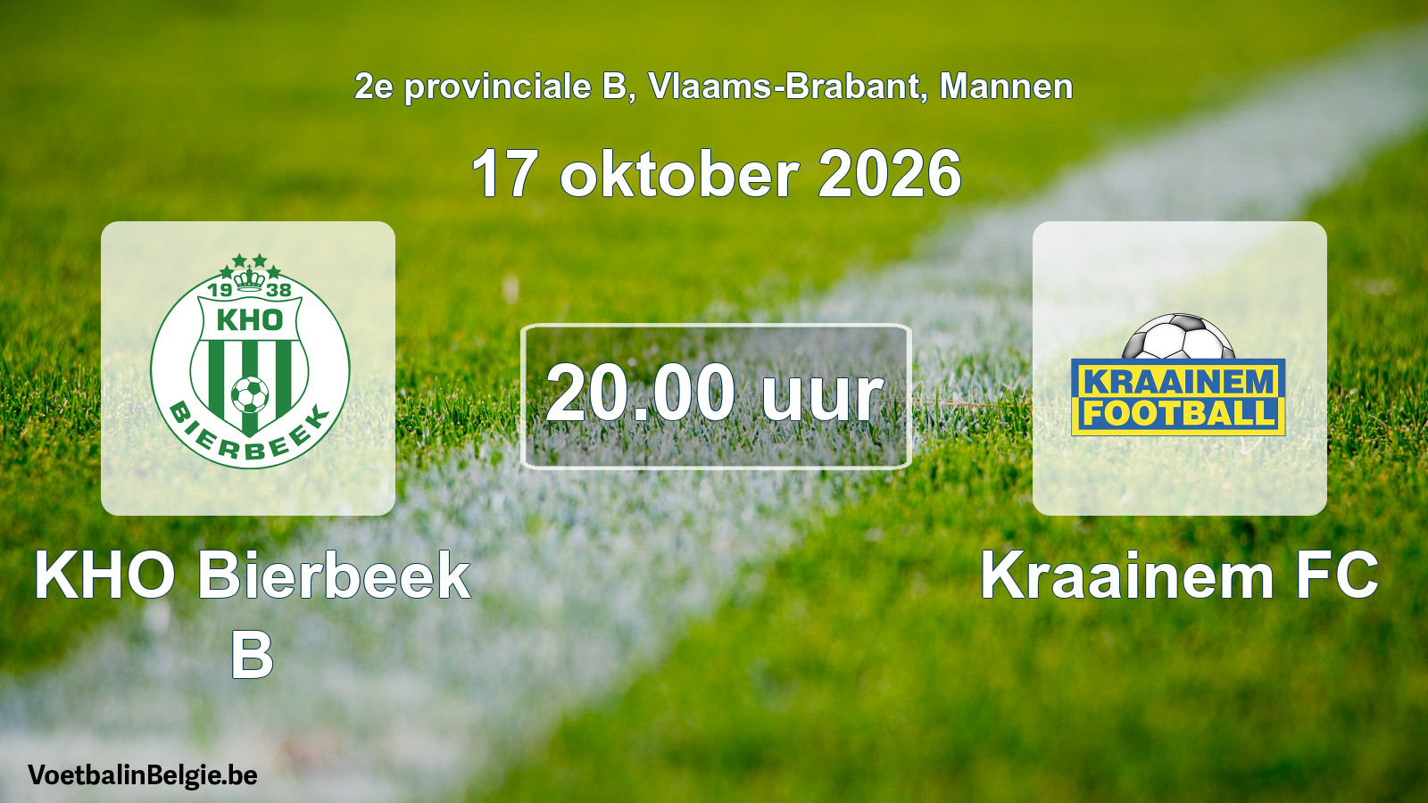 Geplande wedstrijd mannenvoetbal: KHO Bierbeek B - Kraainem FC (17 oktober 2026)