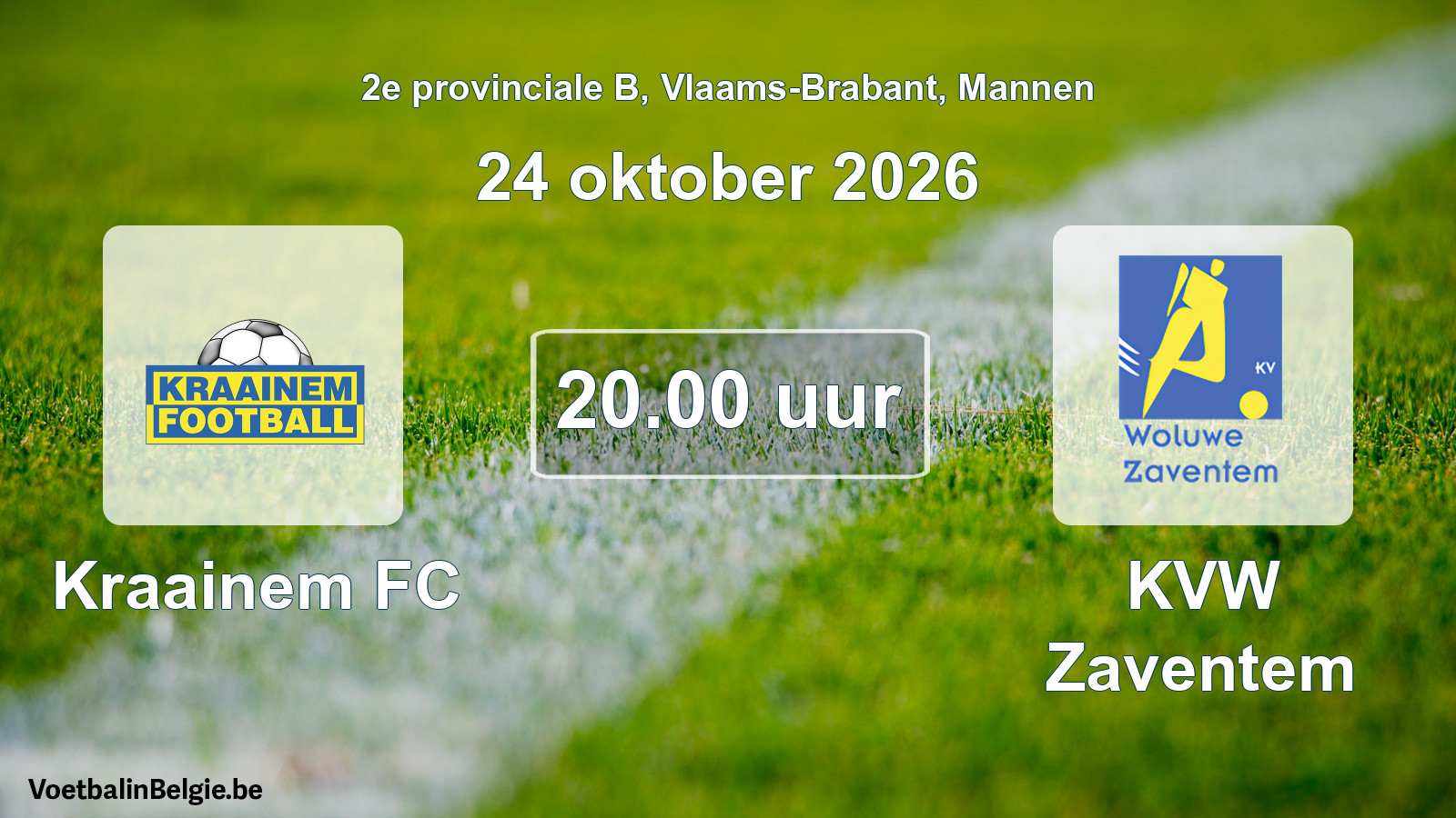 Geplande wedstrijd mannenvoetbal: Kraainem FC - KVW Zaventem (24 oktober 2026)