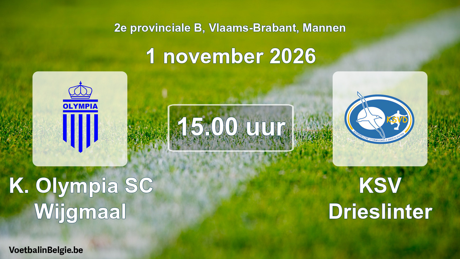 Geplande wedstrijd mannenvoetbal: K. Olympia SC Wijgmaal - KSV Drieslinter (1 november 2026)