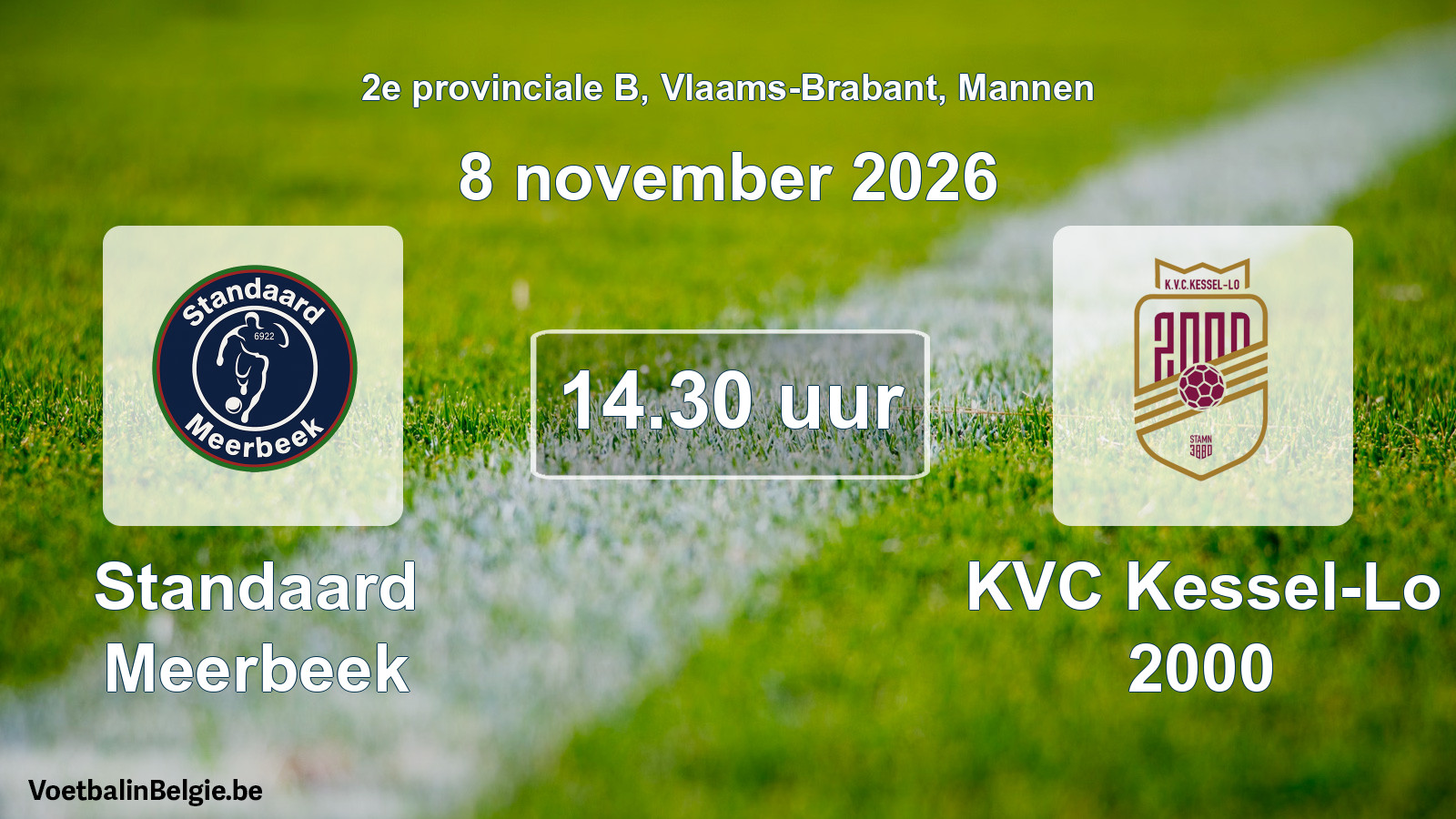 Geplande wedstrijd mannenvoetbal: Standaard Meerbeek - KVC Kessel-Lo 2000 (8 november 2026)