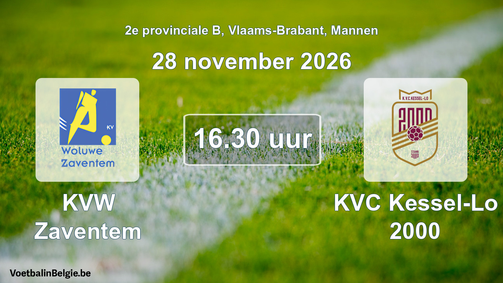Geplande wedstrijd mannenvoetbal: KVW Zaventem - KVC Kessel-Lo 2000 (28 november 2026)