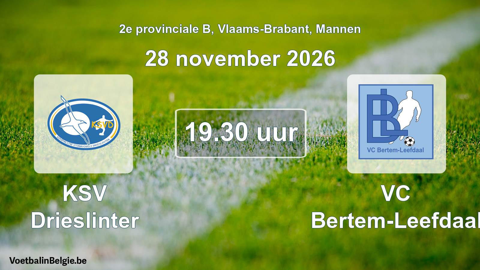 Match prévu football hommes: KSV Drieslinter - VC Bertem-Leefdaal (28 novembre 2026)