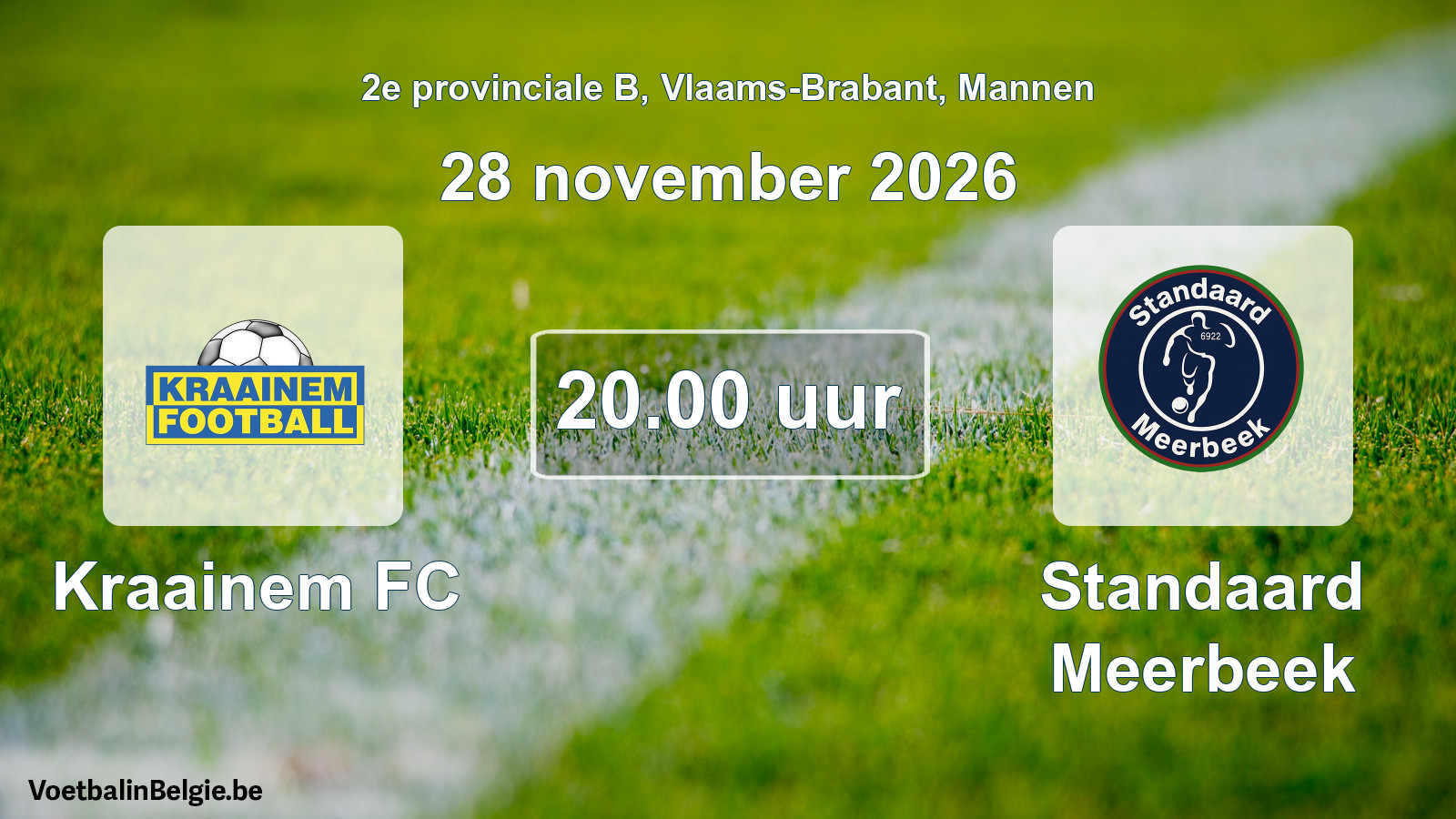 Geplande wedstrijd mannenvoetbal: Kraainem FC - Standaard Meerbeek (28 november 2026)