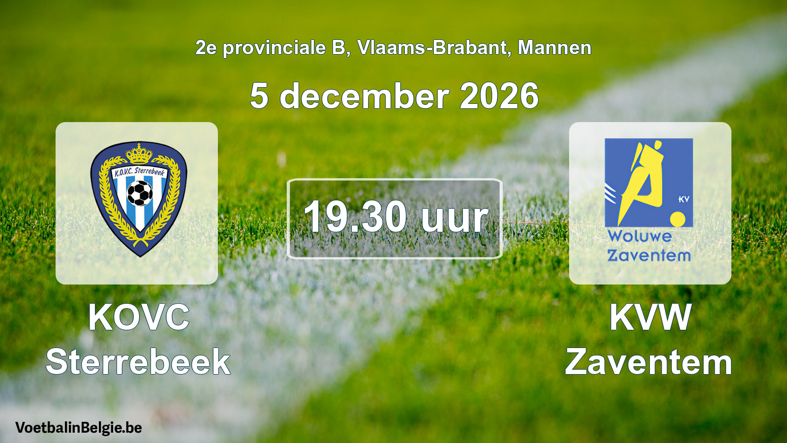 Geplande wedstrijd mannenvoetbal: KOVC Sterrebeek - KVW Zaventem (5 december 2026)