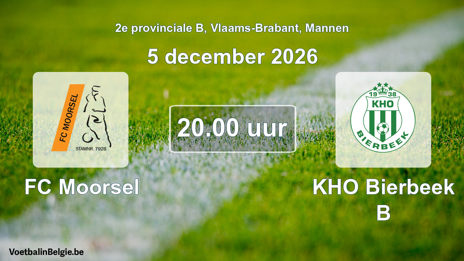 Geplande wedstrijd mannenvoetbal: FC Moorsel - KHO Bierbeek B (5 december 2026)