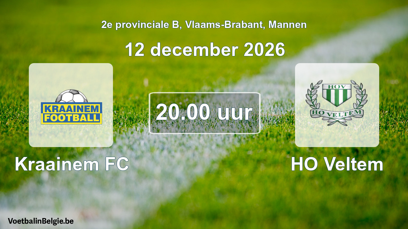 Geplande wedstrijd mannenvoetbal: Kraainem FC - HO Veltem (12 december 2026)