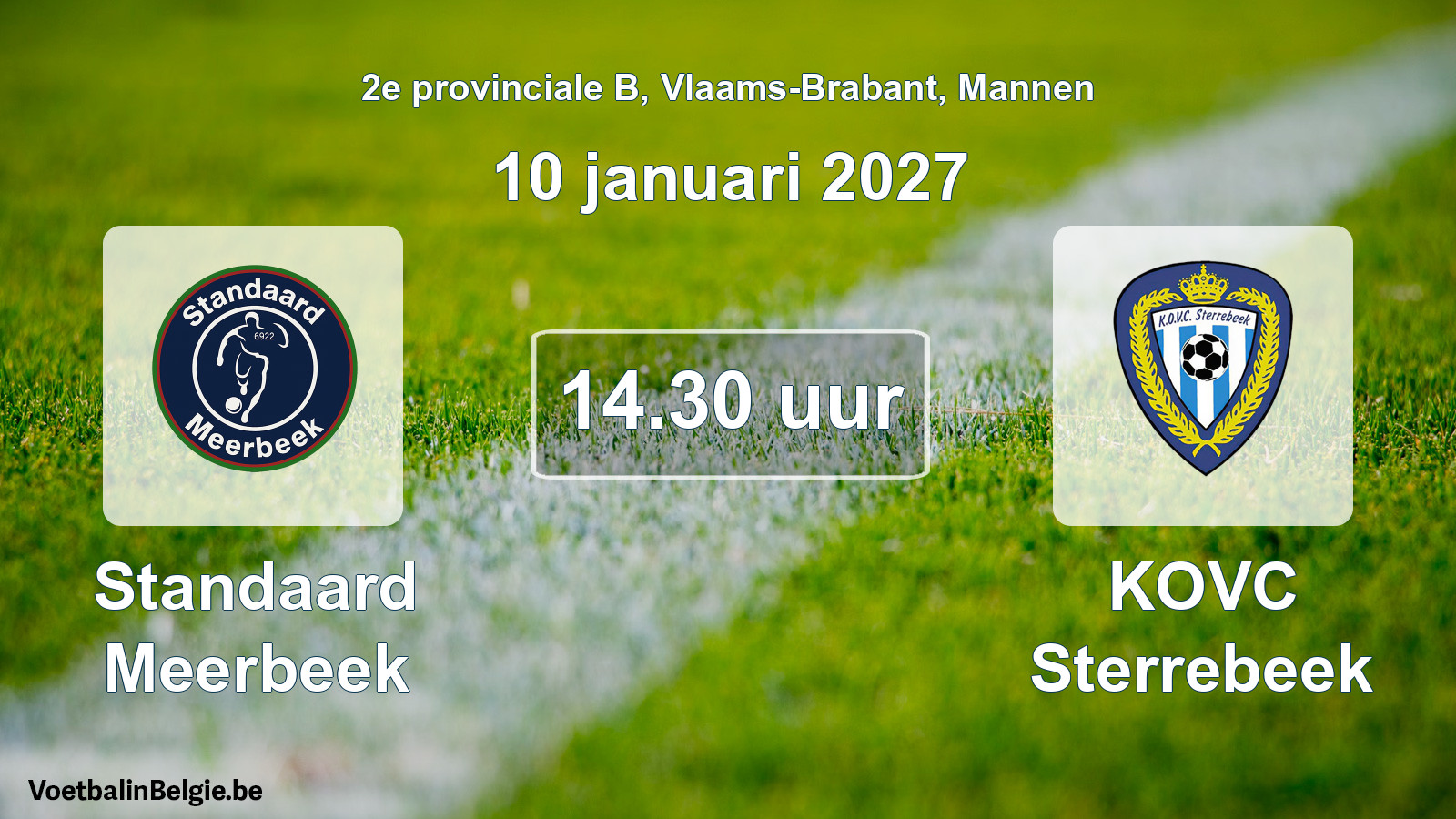 Match prévu football hommes: Standaard Meerbeek - KOVC Sterrebeek (10 janvier 2027)