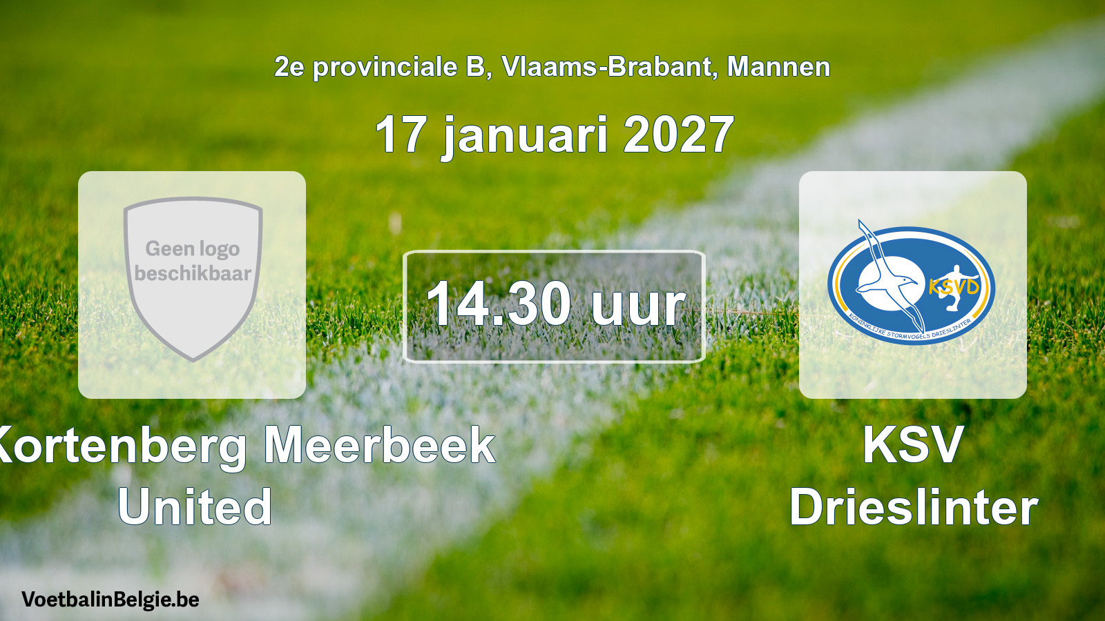 Match prévu football hommes: FC Kortenberg Meerbeek United - KSV Drieslinter (17 janvier 2027)