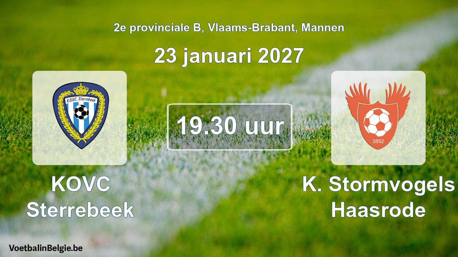 Geplande wedstrijd mannenvoetbal: KOVC Sterrebeek - K. Stormvogels Haasrode (23 januari 2027)