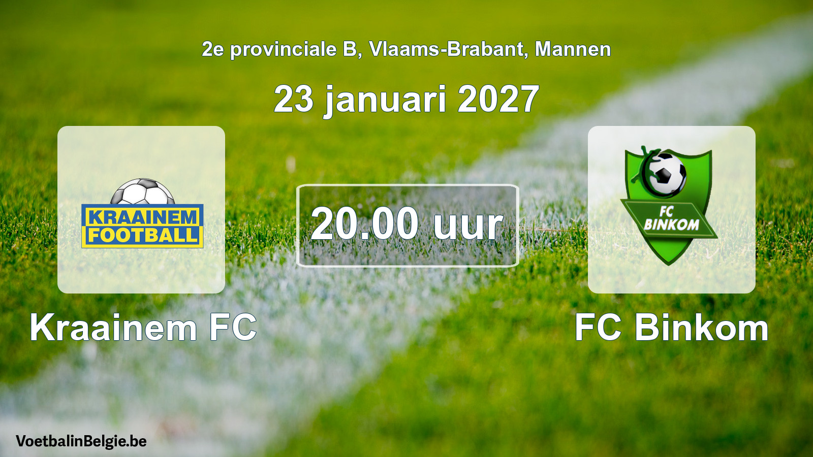 Geplande wedstrijd mannenvoetbal: Kraainem FC - FC Binkom (23 januari 2027)