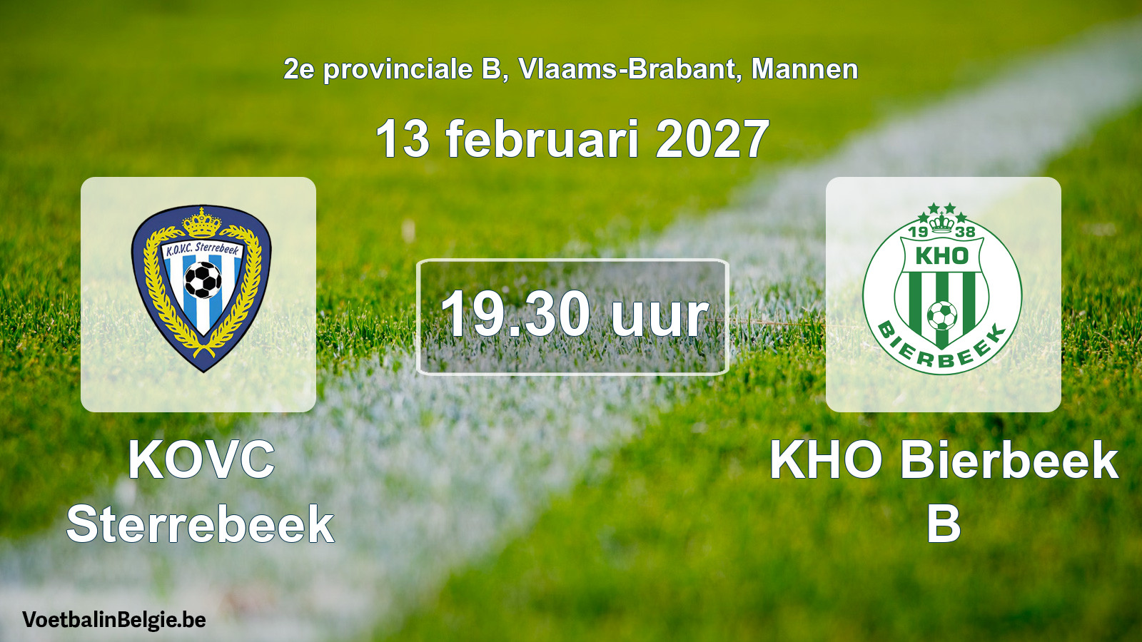 Geplande wedstrijd mannenvoetbal: KOVC Sterrebeek - KHO Bierbeek B (13 februari 2027)