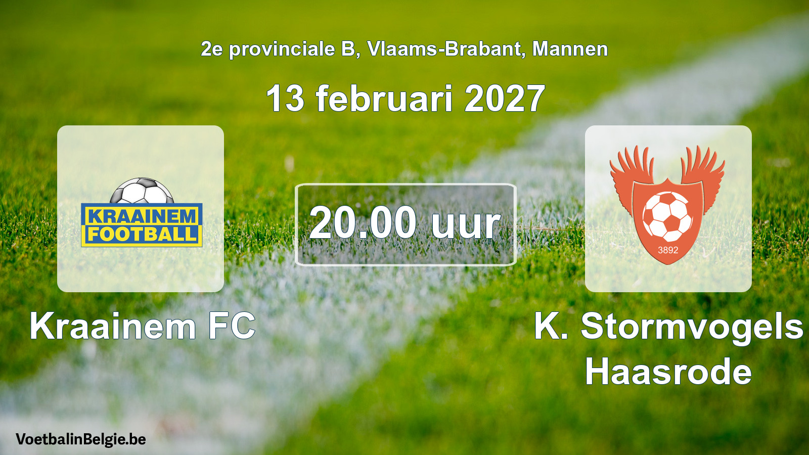 Geplande wedstrijd mannenvoetbal: Kraainem FC - K. Stormvogels Haasrode (13 februari 2027)